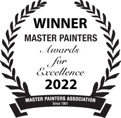 Black laurel wreath design with text: "Winner, Master Painters Awards for Excellence 2022"